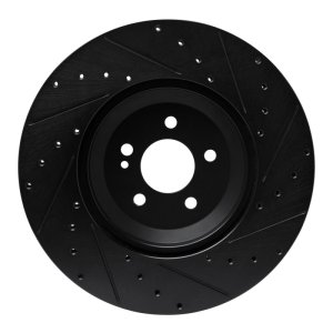 Mercedes-Benz E43 AMG Brake Rotor (1) - Rear Left - R1 Concepts - Drilled & Slotted - Black - `17-`23